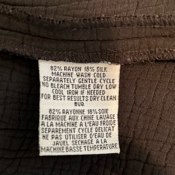 Eileen Fisher Jacket Black Long Open Front Crinkle Texture Silk Blend Sz M EUC - Picture 9 of 10